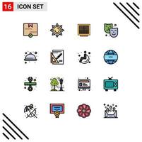 16 Universal Flat Color Filled Lines Set for Web and Mobile Applications arts mask cabinet storage furniture Editable Creative Vector Design Elements
