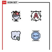 Universal Icon Symbols Group of 4 Modern Filledline Flat Colors of cafe dust ice cream text pm Editable Vector Design Elements