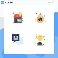 Editable Vector Line Pack of 4 Simple Flat Icons of shop chatting dollar price feedback Editable Vector Design Elements