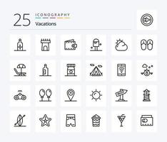 Vacations 25 Line icon pack including summer. ice . beach . wallet vector