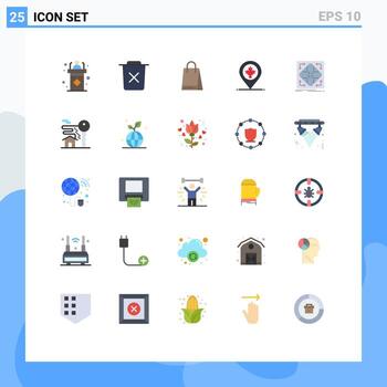 User Interface Pack of 25 Basic Flat Colors of data canada remove location canada Editable Vector Design Elements