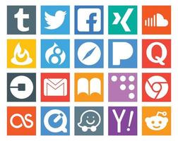 20 Social Media Icon Pack Including driver uber feedburner question pandora vector