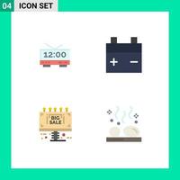 4 Universal Flat Icon Signs Symbols of clock sale machine van beauty Editable Vector Design Elements
