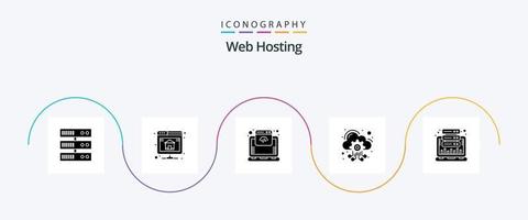 paquete de iconos de glifo 5 de alojamiento web que incluye gráfico. servicios. nube. servidor de alojamiento nube vector