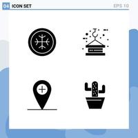 Set of 4 Commercial Solid Glyphs pack for cold plus crane rope cactos Editable Vector Design Elements
