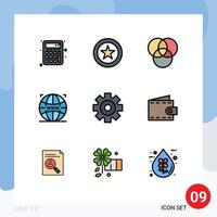 Universal Icon Symbols Group of 9 Modern Filledline Flat Colors of purse beach web multimedia media Editable Vector Design Elements