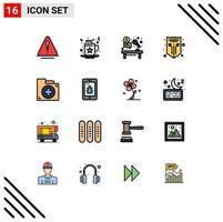 16 iconos creativos signos y símbolos modernos de protección web trabajo de red de micrófono elementos de diseño de vectores creativos editables