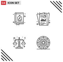 Modern Set of 4 Filledline Flat Colors and symbols such as compass justice camping seo scales Editable Vector Design Elements