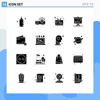 Pictogram Set of 16 Simple Solid Glyphs of commerce presentation card board chart Editable Vector Design Elements