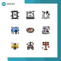 Group of 9 Filledline Flat Colors Signs and Symbols for cloud finance web business magnet Editable Vector Design Elements