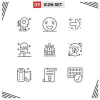 Outline Pack of 9 Universal Symbols of medicine summer monster ice right Editable Vector Design Elements