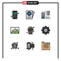 Modern Set of 9 Filledline Flat Colors and symbols such as business house data home ware appliances Editable Vector Design Elements