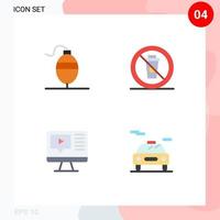 Set of 4 Commercial Flat Icons pack for bobber play and no education Editable Vector Design Elements