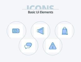 elementos básicos de la interfaz de usuario paquete de iconos azules 5 diseño de iconos. compras. bolsa. cargar. volumen. sonido vector