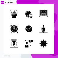 Modern Set of 9 Solid Glyphs Pictograph of equipment crypto gate coin user Editable Vector Design Elements