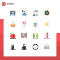 16 Universal Flat Color Signs Symbols of statistics globe communication global management Editable Pack of Creative Vector Design Elements