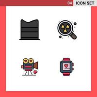 Set of 4 Modern UI Icons Symbols Signs for clothing movie web waste love Editable Vector Design Elements