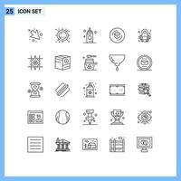 Pack of 25 Modern Lines Signs and Symbols for Web Print Media such as eight school feeder learning graduation Editable Vector Design Elements