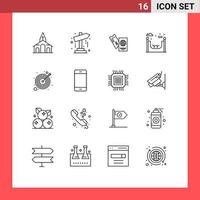 16 Creative Icons Modern Signs and Symbols of strategy skate passport life vacation Editable Vector Design Elements