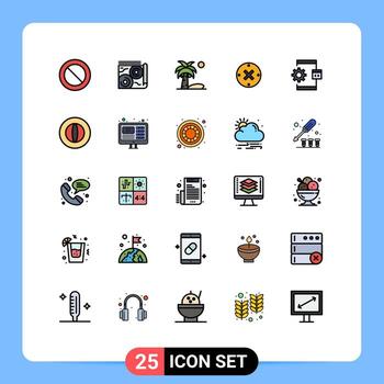 Concepto de color plano de 25 líneas rellenas para sitios web móviles y aplicaciones desarrollar aplicaciones coco cancelar elementos de diseño vectorial editables vector