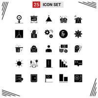 Universal Icon Symbols Group of 25 Modern Solid Glyphs of tank oil analytics triangle music Editable Vector Design Elements