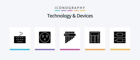 Devices Glyph 5 Icon Pack Including . calculate. video. ds. Creative Icons Design vector