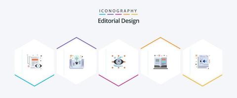 Editorial Design 25 Flat icon pack including textbook. book. idea. art. look vector