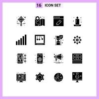 Group of 16 Solid Glyphs Signs and Symbols for signal connection edit night dinner Editable Vector Design Elements