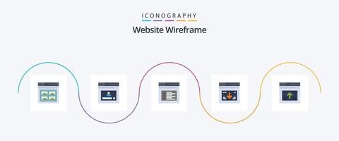 Website Wireframe Flat 5 Icon Pack Including web. internet. website. text. web vector