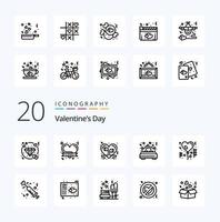 20 Valentines Day Line icon Pack like romance married headphone love romantic vector