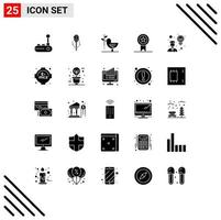 Set of 25 Vector Solid Glyphs on Grid for stamp insignia tool badges harmony Editable Vector Design Elements