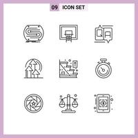 Modern Set of 9 Outlines Pictograph of product method pole management education Editable Vector Design Elements