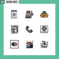 Mobile Interface Filledline Flat Color Set of 9 Pictograms of interface knowledge bowls grade test Editable Vector Design Elements