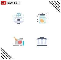 Modern Set of 4 Flat Icons and symbols such as fountain art tourism food line Editable Vector Design Elements