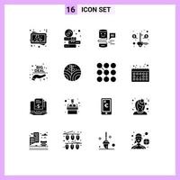 Pictogram Set of 16 Simple Solid Glyphs of hand big deal conversational success money Editable Vector Design Elements