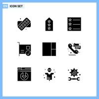 9 User Interface Solid Glyph Pack of modern Signs and Symbols of help grid layout hardware connected Editable Vector Design Elements