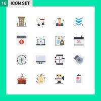 Modern Set of 16 Flat Colors Pictograph of art app handyman alert down Editable Pack of Creative Vector Design Elements