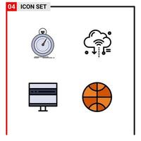 Group of 4 Filledline Flat Colors Signs and Symbols for done cloud speed iot computer Editable Vector Design Elements