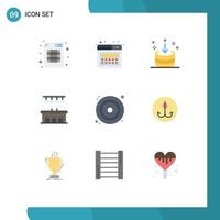 Pictogram Set of 9 Simple Flat Colors of dvd cd down pub city Editable Vector Design Elements