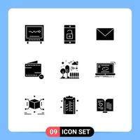 Pack of 9 Modern Solid Glyphs Signs and Symbols for Web Print Media such as building minus unlock e sand Editable Vector Design Elements