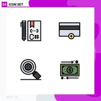 4 Filledline Flat Color concept for Websites Mobile and Apps c research develop money gear Editable Vector Design Elements