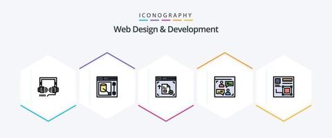 Web Design And Development 25 FilledLine icon pack including design. art. interface. designer. chat vector