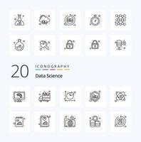 20 Data Science Line icon Pack like science secure chart protection data vector