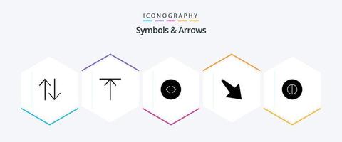 paquete de iconos de 25 glifos de símbolos y flechas que incluye . . agrandar. simbolos antiguo vector