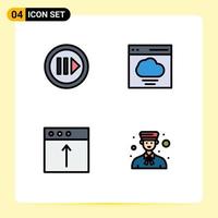 Universal Icon Symbols Group of 4 Modern Filledline Flat Colors of media import step interface upload Editable Vector Design Elements