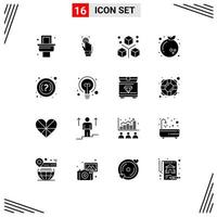 Pack of 16 Modern Solid Glyphs Signs and Symbols for Web Print Media such as year new scanning chinese objects Editable Vector Design Elements