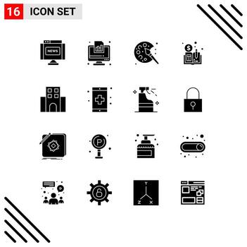16 Universal Solid Glyph Signs Symbols of hotel distributed ledger book report distributed hobby Editable Vector Design Elements