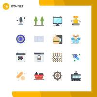 Pack of 16 Modern Flat Colors Signs and Symbols for Web Print Media such as burger layout exoskeleton computing web Editable Pack of Creative Vector Design Elements