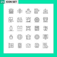 grupo de 25 líneas de signos y símbolos para elementos de diseño de vectores editables de seo de llamada de teléfono inteligente de video