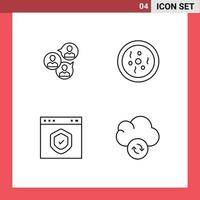 Set of 4 Modern UI Icons Symbols Signs for focus group browser group dish interface Editable Vector Design Elements